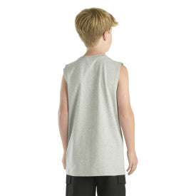 Boys Sleeveless Graphic Tractor T-Shirt - Grey Heather