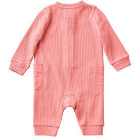 Infant Long Sleeve Thermal Snap Front Coverall - Rosette Heather