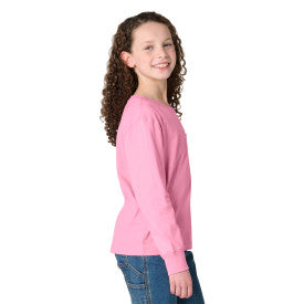 Youth Girls Long-Sleeve Tonal Patch Pocket T-Shirt - Cashmere Rose