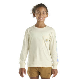 Youth Girls Long-Sleeve Graphic Pocket T-Shirt - Turtledove