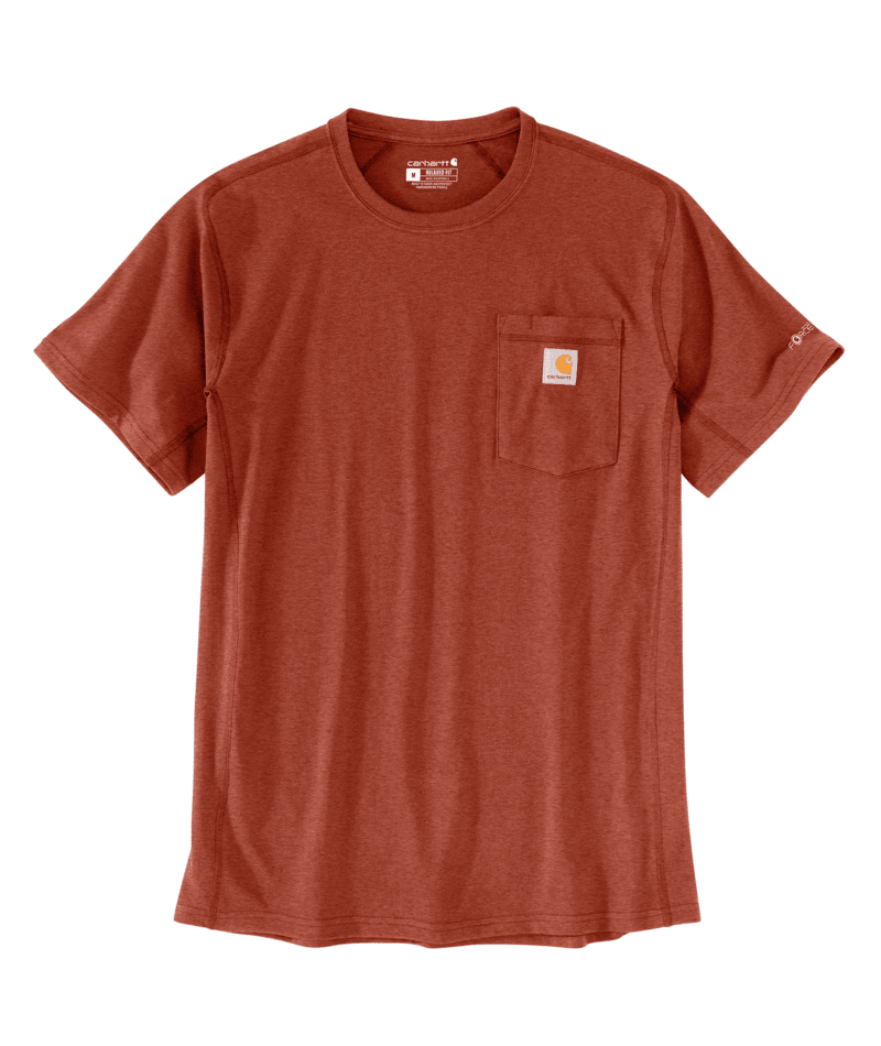 Force Relaxed Fit Midweight S/S Pocket T-Shirt - Saddle Red Heather