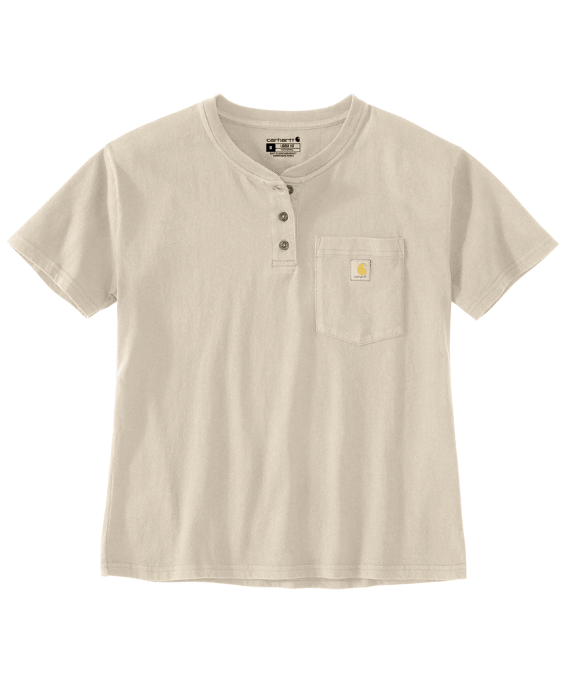Women's Loose Fit Short-Sleeve Heavyweight Henley T-Shirt - Oat Milk