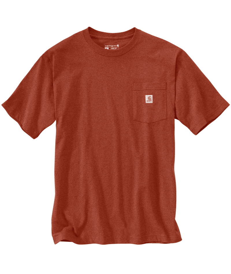 K87 - Loose Fit Heavyweight Pocket Tee - Saddle Red Heather