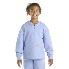 Youth Girls Long-Sleeve Quilted Jersey 1/2 Zip Sweatshirt - Pale Iris