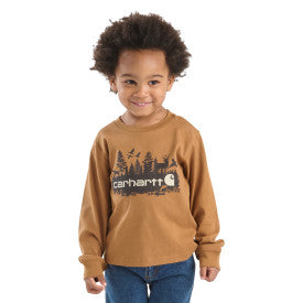Youth Boys Long-Sleeve Outdoor Pocket T-Shirt - Carhartt Brown