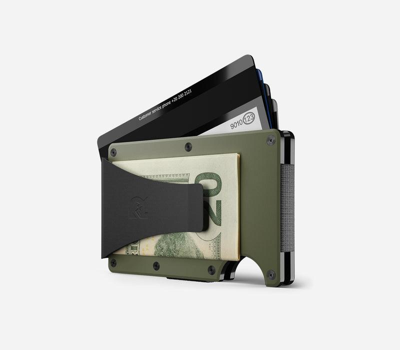 Aluminum | Matte Olive Minimalist Wallet - Money Clip - Purpose-Built / Home of the Trades