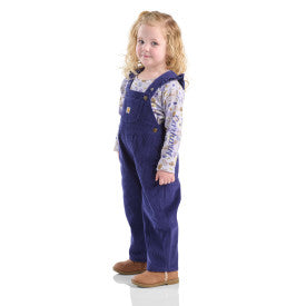 Infant/Toddler Girls Long-Sleeve Bodysuit/T-Shirt and Ruffle Trim Corduroy Overall Set - Navy Blue
