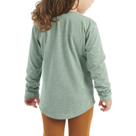 Youth Girls Long Sleeve Floral C T-Shirt - Patina Heather