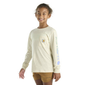 Youth Girls Long-Sleeve Graphic Pocket T-Shirt - Turtledove