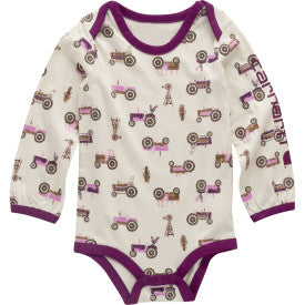 Infant Long-Sleeve Farm Bodysuit - Turtledove