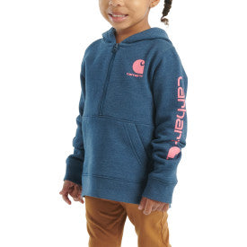 Infant Toddler Girls Long Sleeve Half Zip Sweatshirt - Dark Denim