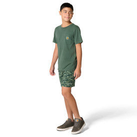 Youth Short-Sleeve Garment Dyed Pocket T-Shirt - Jungle Green Wash