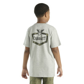 CA6684 Short Sleeve Pocket Camo Deer T-Shirt - Grey Heather