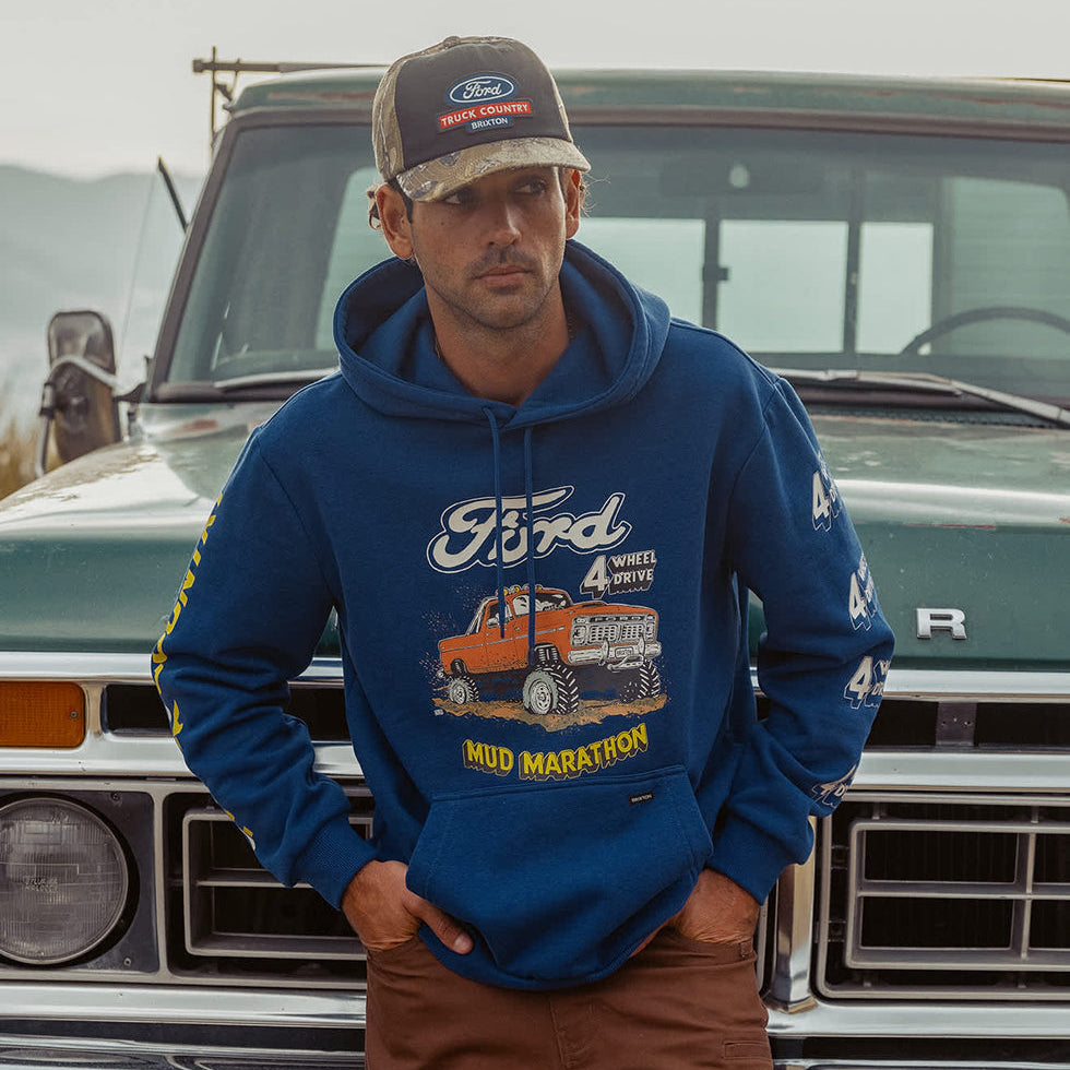 Ford Mud Marathon Relaxed Fleece Hoodie - Ford Blue