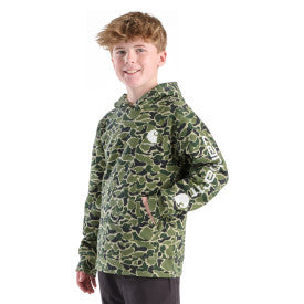 Youth Long-Sleeve Camo Graphic Sweatshirt- Green Duck Camo