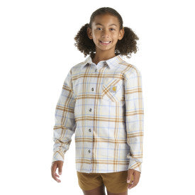 Youth Girls Long-Sleeve Pocket Flannel Shirt - Fresh Lavender