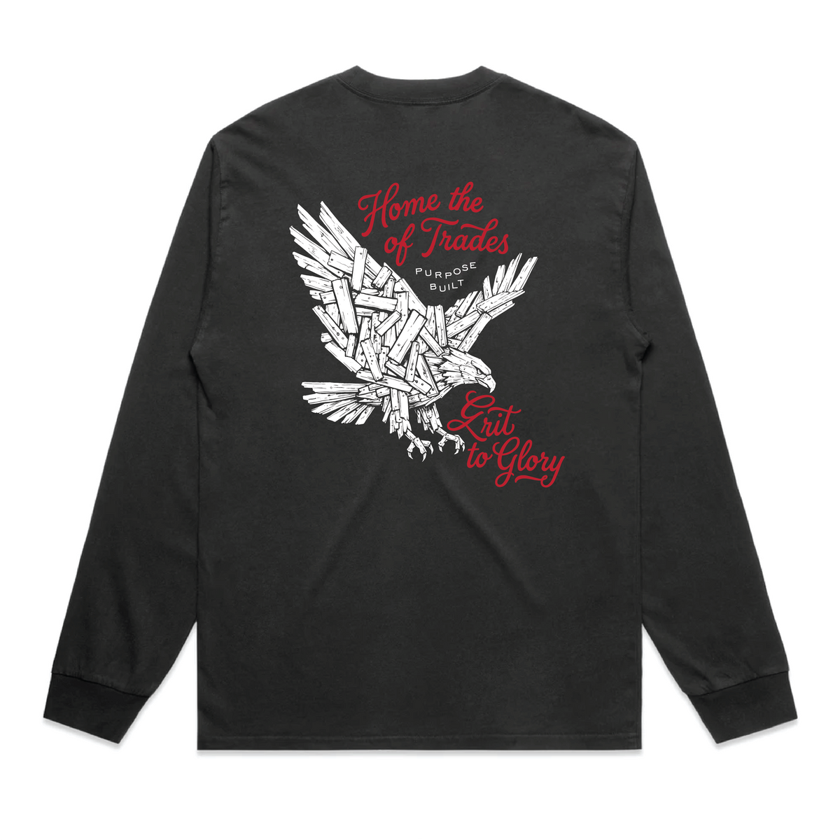 Crafted in Freedom HD Long Sleeve, Faded Black