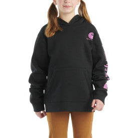 Youth Girls Long-Sleeve Graphic Sweatshirt - Caviar Black