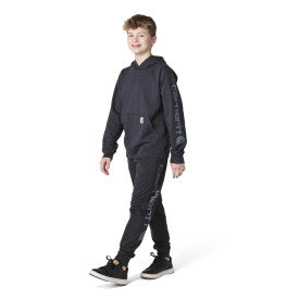 Youth Boys Long-Sleeve Garment Dyed Sweatshirt - Caviar Black Wash