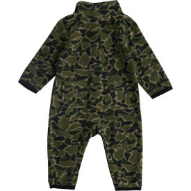 Infant Long Sleeve Zip Front Printed Sherpa Coverall - Green Duck Camo