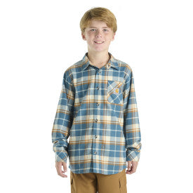 Youth Long Sleeve Flannel Button-Front Shirt - Real Teal