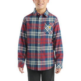 Youth Boys Long Sleeve Flannel Button Front Shirt - Dark Denim