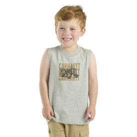 Boys Sleeveless Graphic Tractor T-Shirt - Grey Heather