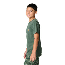 Youth Short-Sleeve Garment Dyed Pocket T-Shirt - Jungle Green Wash