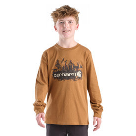 Youth Boys Long-Sleeve Outdoor Pocket T-Shirt - Carhartt Brown