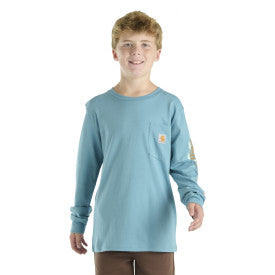 Youth Long-Sleeve Graphic Pocket T-Shirt - Adriatic Blue