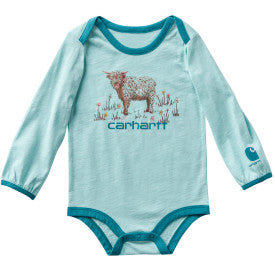 Infant Long-Sleeve Cow Bodysuit - Blue Haze