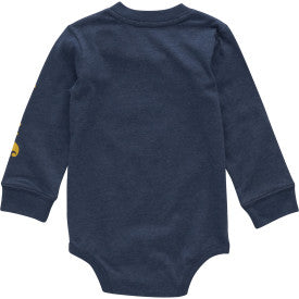 Infant Long-Sleeve Patches Bodysuit - Dark Denim Heather
