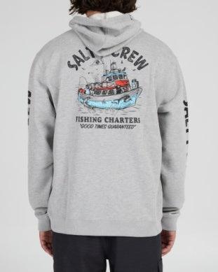 Fishing Charters Hoodie, Heather Grey - Purpose-Built / Home of the Trades