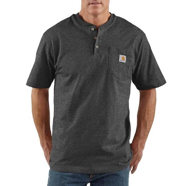 K84 - Loose fit heavyweight short-sleeve pocket henley t-shirt - Carbon - Purpose-Built / Home of the Trades