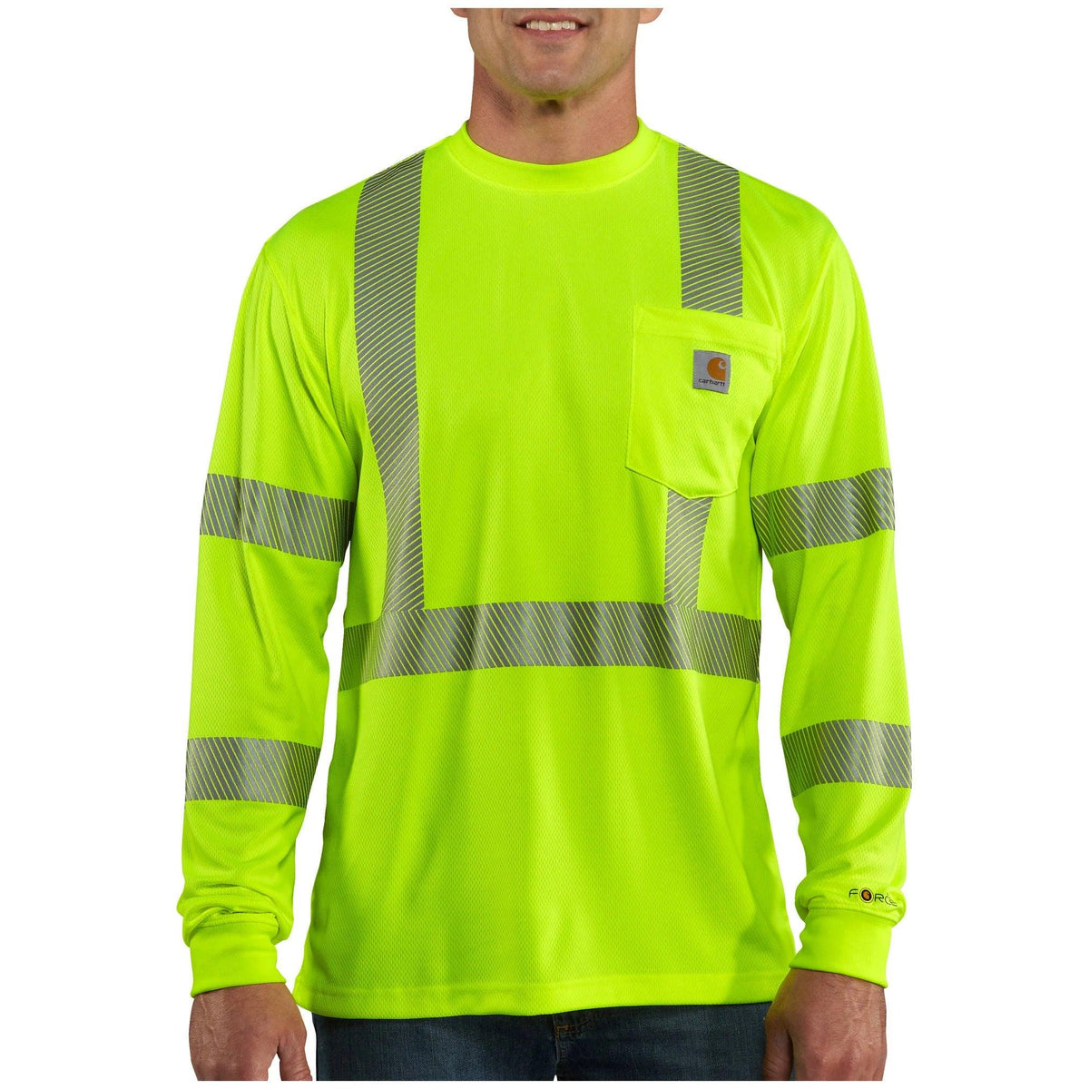 V12 蛍光イエロー 長袖シャツ Class 3 High Visibility Force Long Sleeve T-Shirt - Brite Lime