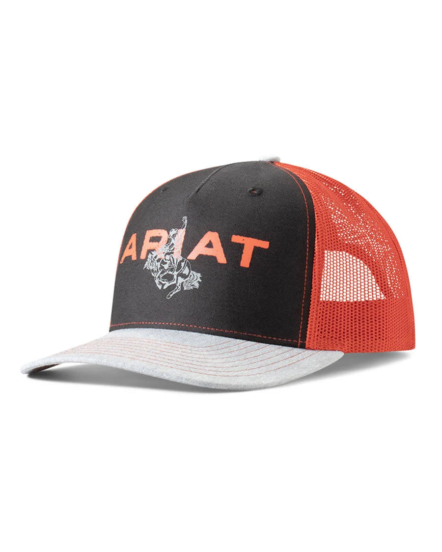 Ariat Men's Bucking Bronc Motif Snap Back Baseball Cap