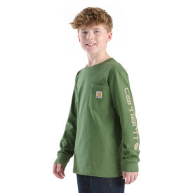Youth Boys Long-Sleeve Pocket T-shirt - Bronze Green