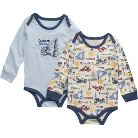 Infant Long-Sleeve Construction Bodysuit 2pc Set - Dream Blue