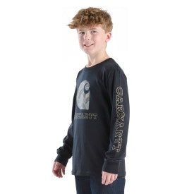 Youth Long-Sleeve Camo C T-Shirt- Caviar Black