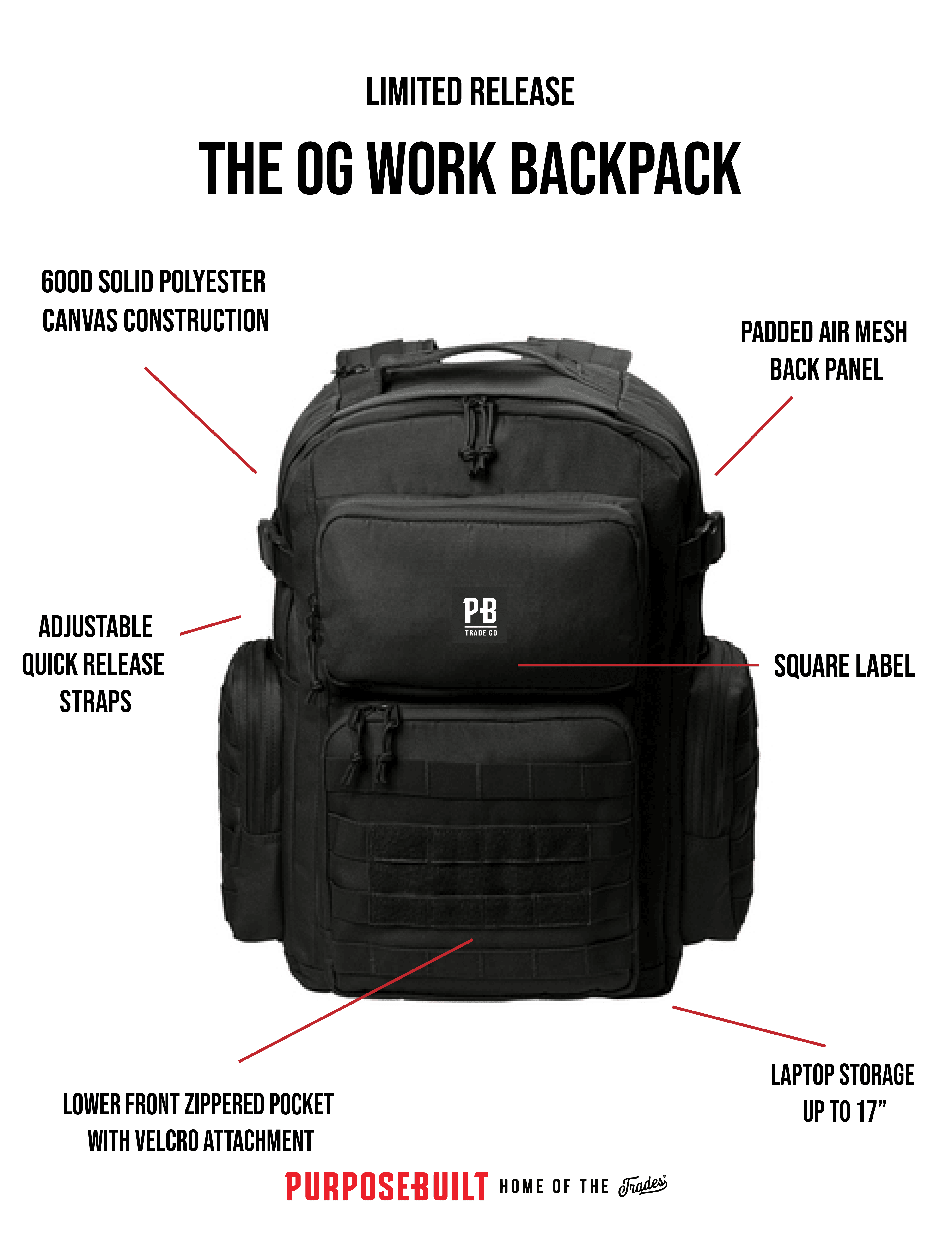 The O.G. Trade Backpack - Black - Purpose-Built / Home of the Trades