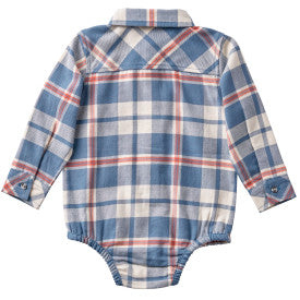Infant Long-Sleeve Flannel Bodysuit - China Blue