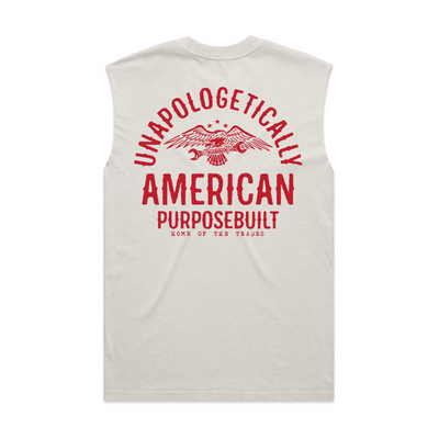 Unapologetically America HD Musce Tee, Faded Bone