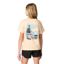 Youth Girls Short-Sleeve Mountain T-Shirt -Bleached Apricot