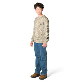 Youth Boys Long-Sleeve Faded Camo Pocket T-Shirt - Faded Camo