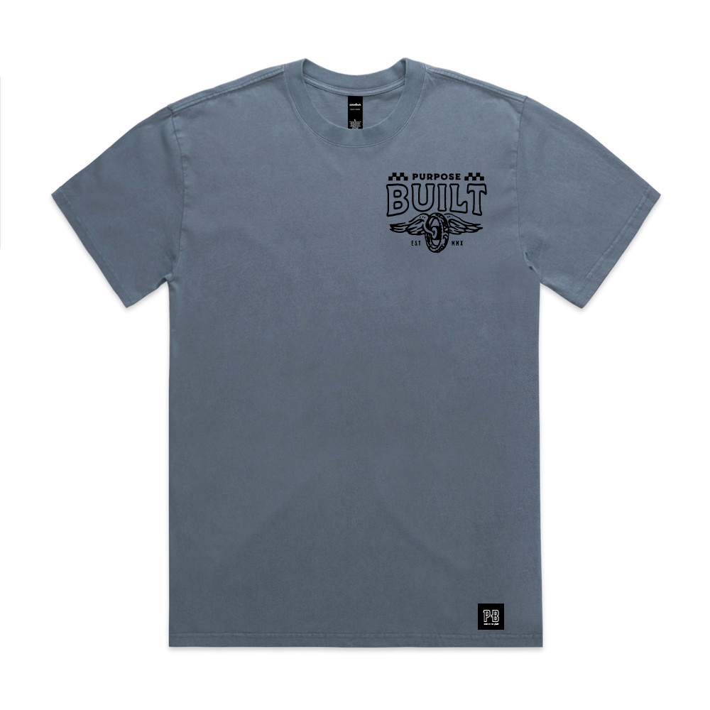 Live Fast HD Tee, Faded Indigo
