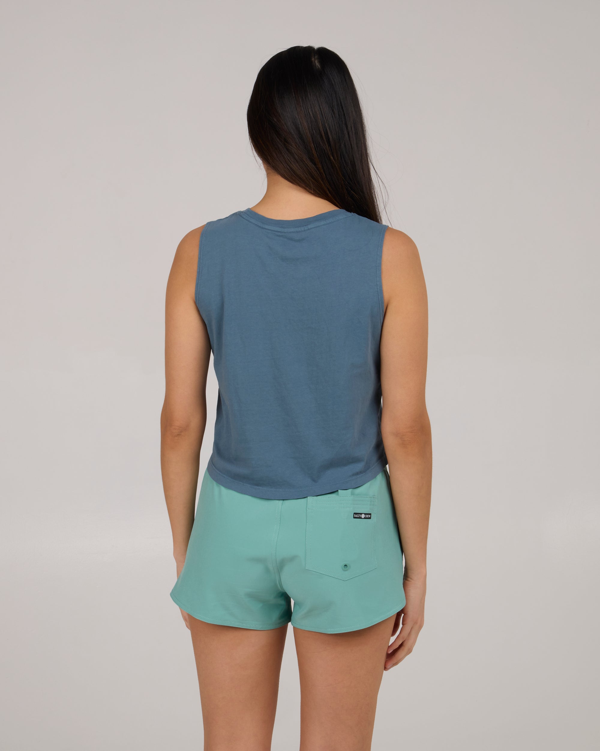 Women’s Queen Palm Cropped Tank, Fin Blue