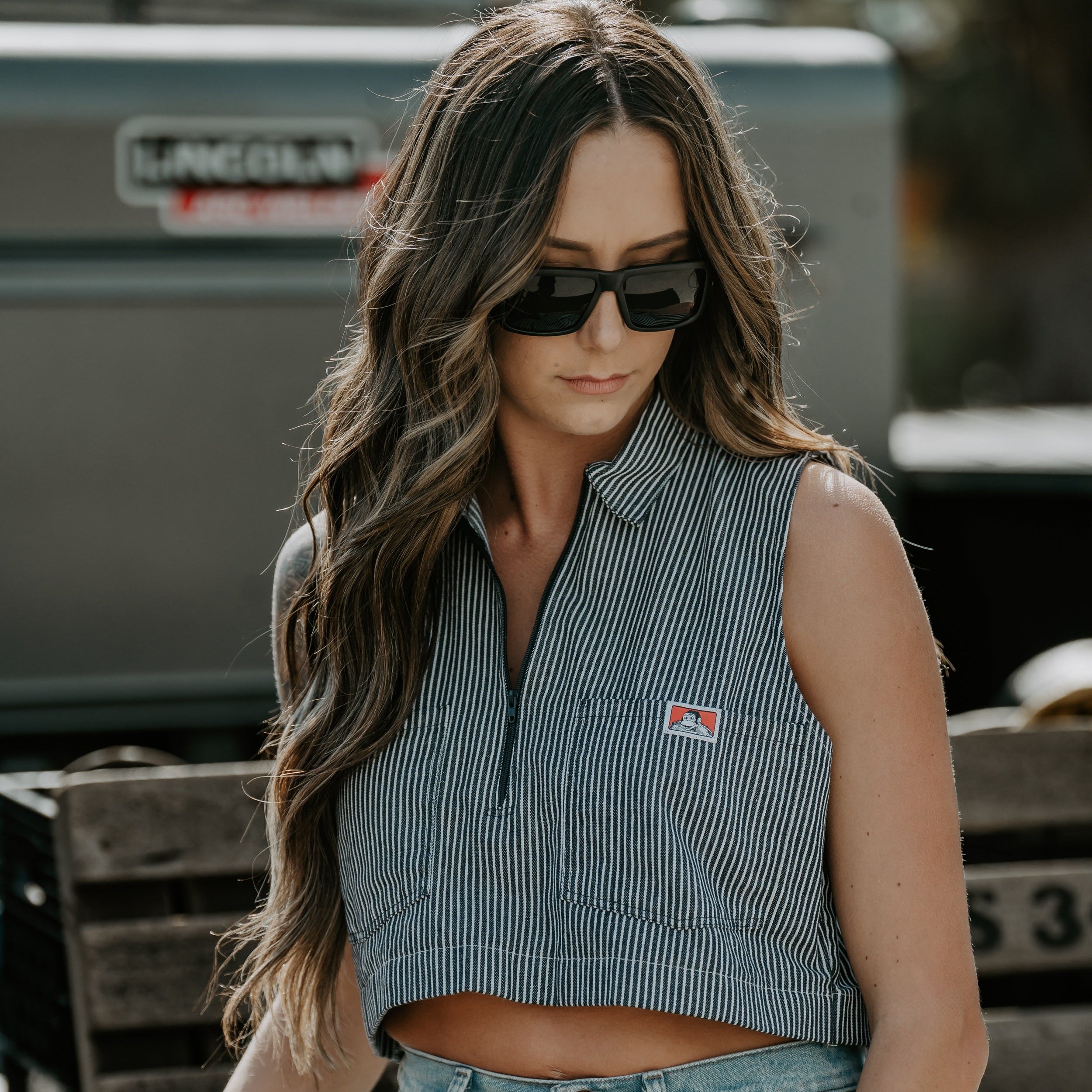 Ben Davis x Purpose-Built: Custom Women's Crop - Hickory Stripe