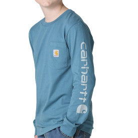 Youth Boys Long-Sleeve Pocket Logo T-Shirt - Hydro