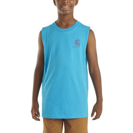 Youth Boys Sleeveless Fish T-Shirt - Blue Danube