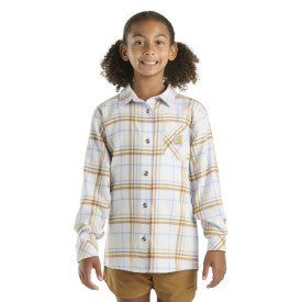 Youth Girls Long-Sleeve Pocket Flannel Shirt - Fresh Lavender